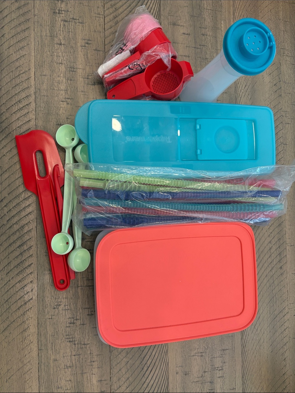 Tupperware Multi-Piece Food Storage & Kitchen Accessory Set - Blue, Coral 750